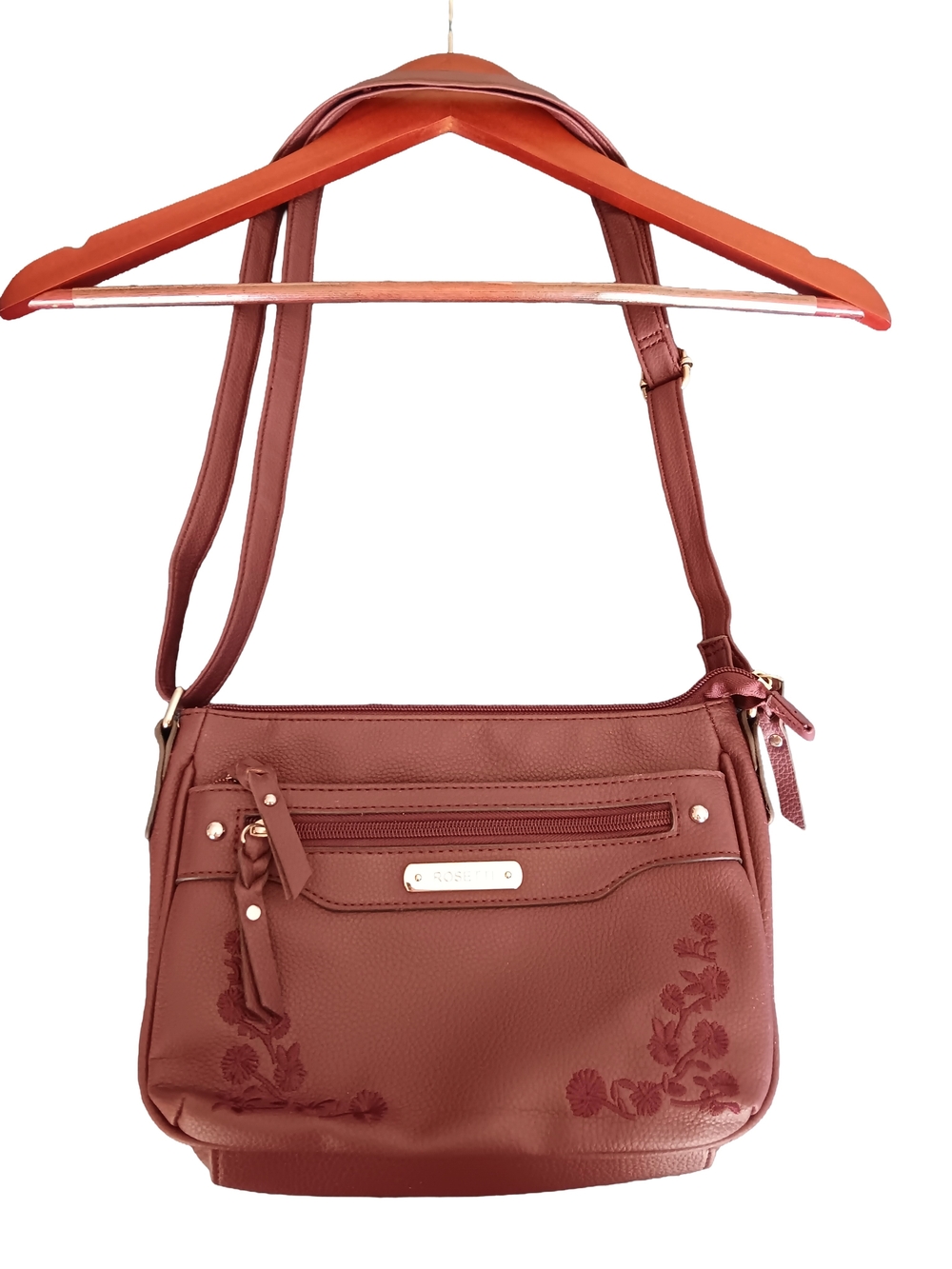 Rosetti Floral Embossed Shoulder Bag - Wine Color